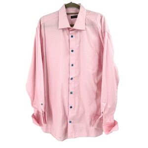 Men's Franco Uomo Pure Cotton‎ French Cuff Dress Shirt Size 2XL Pink Breathable